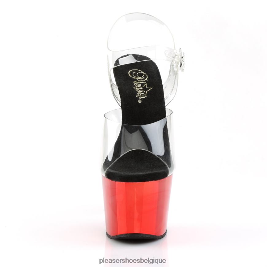 Pleaser Shoes adorer-708 62444121 chrome clair/rouge