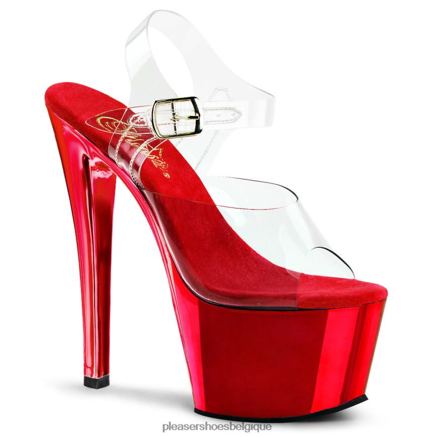 Pleaser Shoes ciel-308 62444133 chrome clair/rouge