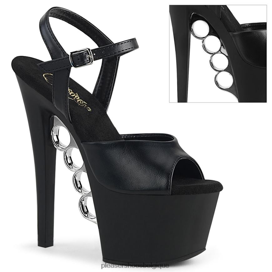 Pleaser Shoes coups de poing-709 62444172 simili cuir noir/noir